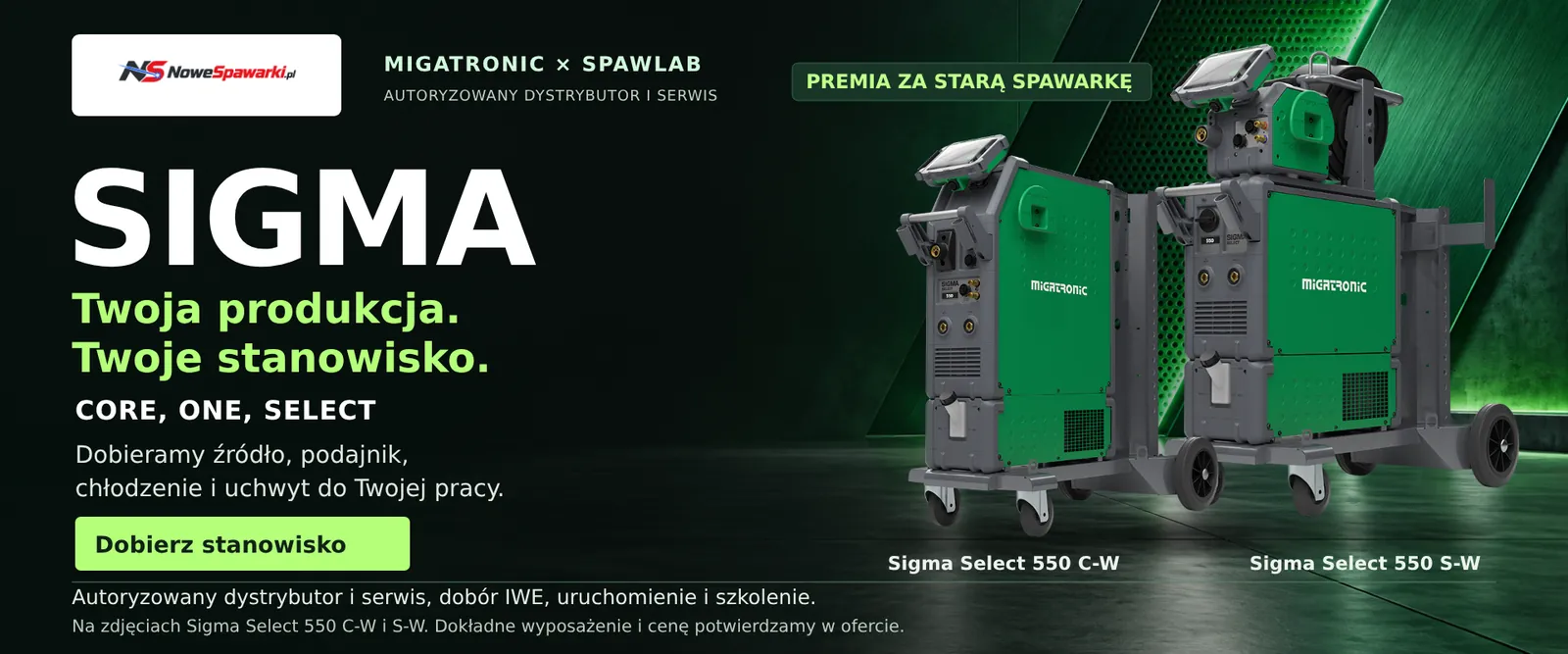 Migatronic Sigma Core, One i Select: stanowisko MIG/MAG dobrane do produkcji, z premią za starą spawarkę. Na zdjęciu Sigma Select 550.