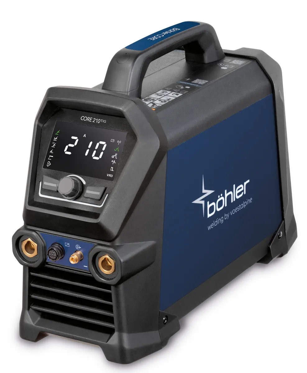 Böhler CORE 210 TIG, zestaw z uchwytem TIG BT26, widok z przodu, Spawlab
