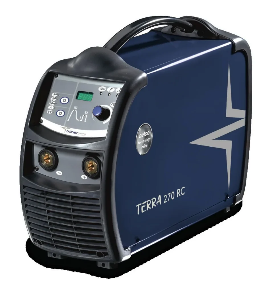 Böhler TERRA 270 RC, zestaw z uchwytem elektrodowym EH Twist 200 A, widok z przodu, Spawlab