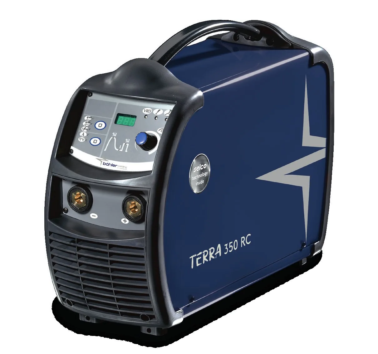 Böhler TERRA 350 RC, zestaw z uchwytem elektrodowym EH Twist 400 A, widok z przodu, Spawlab