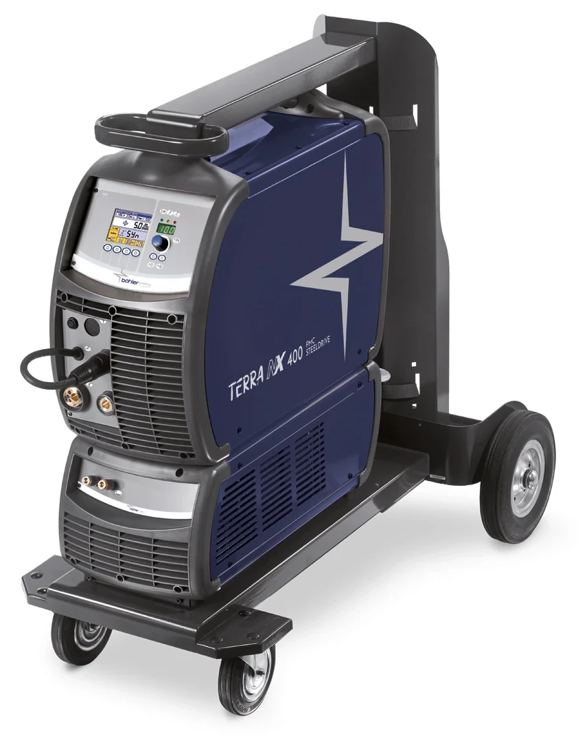 Böhler TERRA NX 400 PMC SteelDrive, zestaw wodny, chłodnica WU 430, uchwyt MT 440 W U/D 4 m, widok z przodu, Spawlab