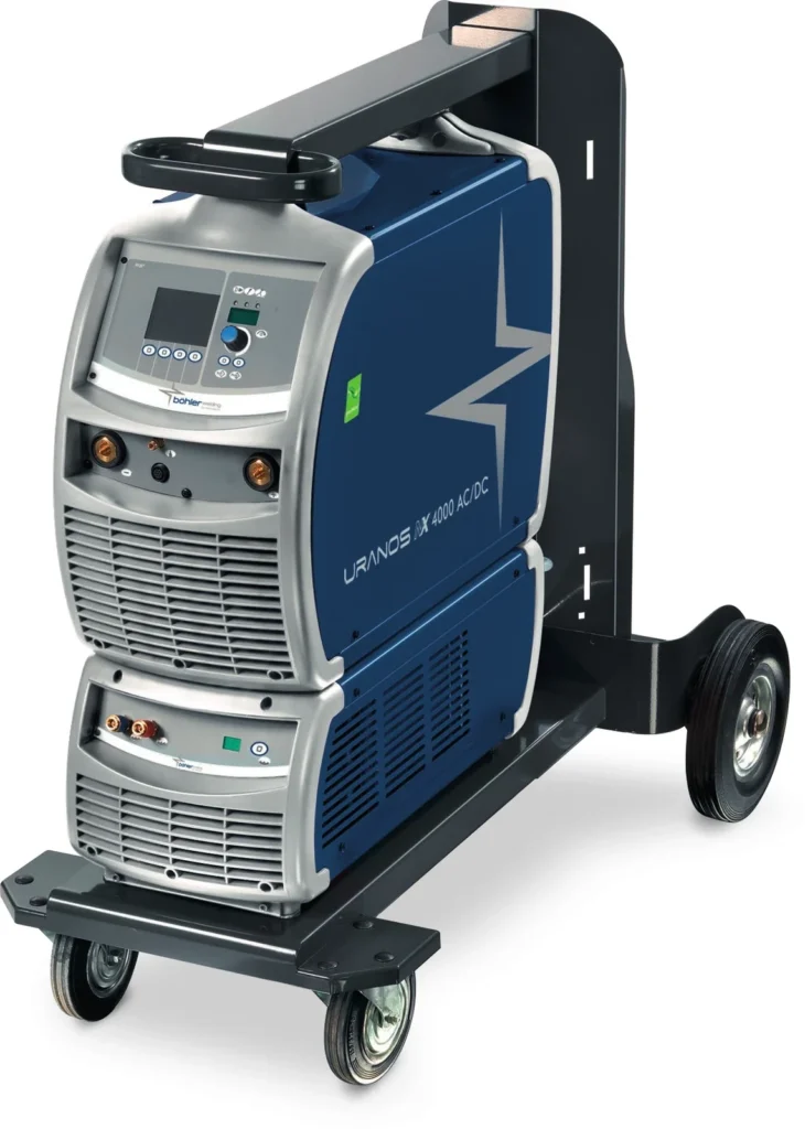 Böhler URANOS NX 4000 AC/DC, zestaw wodny, chłodnica WU 3000, uchwyt ST 4000 U/D 4 m, widok z przodu, Spawlab