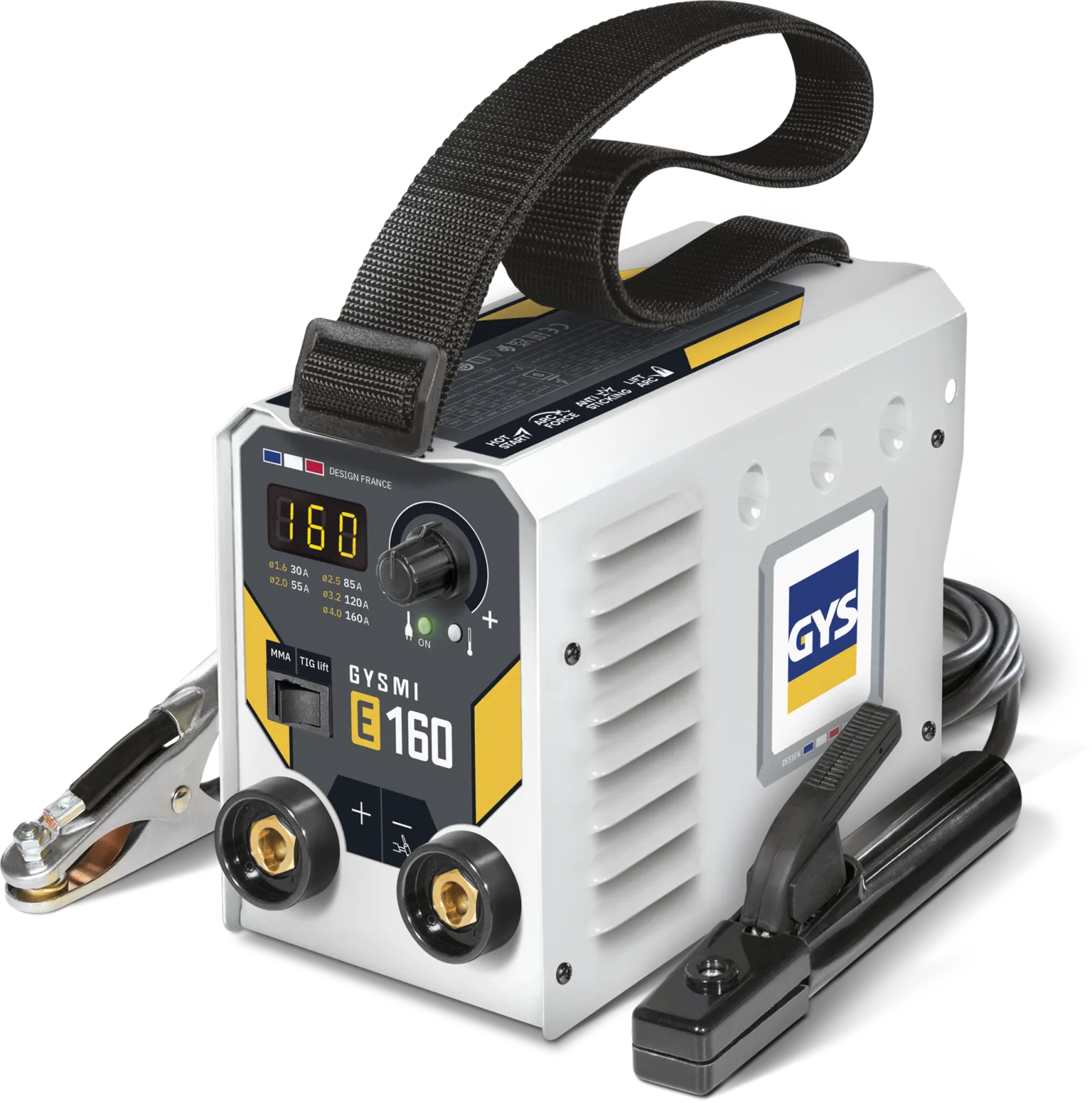 GYS GYSMI E160 w walizce, spawarka MMA, widok z przodu, Spawlab
