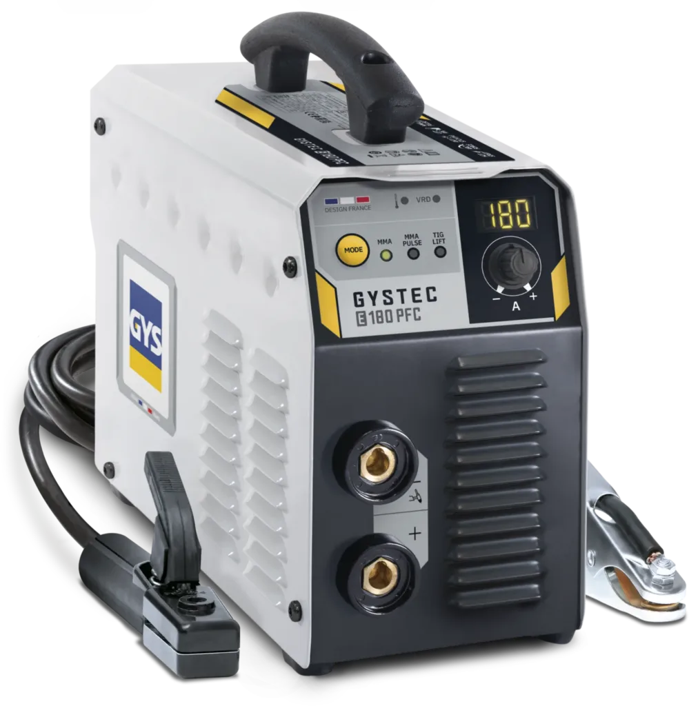 GYS GYSTEC E180 PFC w walizce, spawarka MMA, widok z przodu, Spawlab