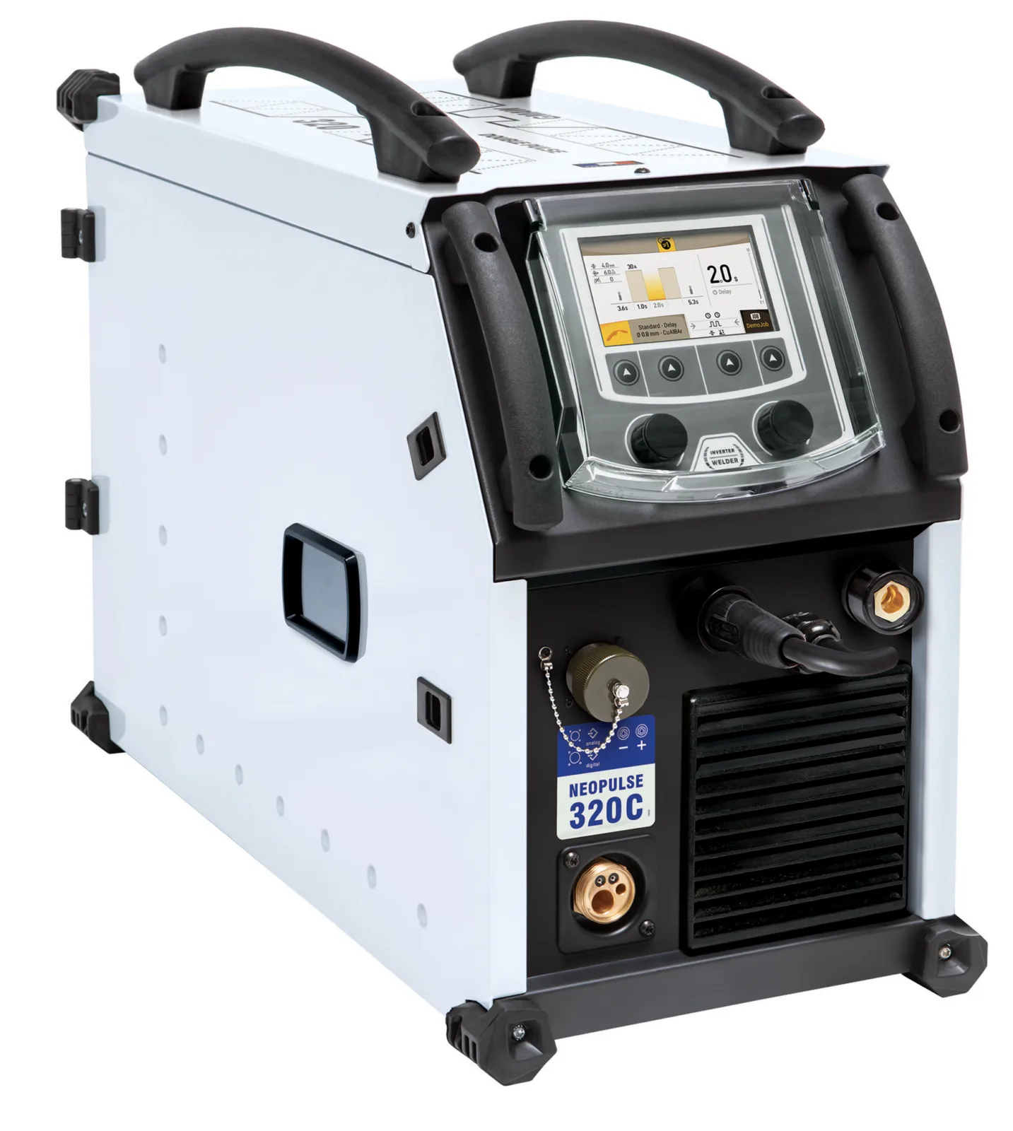 GYS Pakiet NEOPULSE 320 C W4 COBOT (ISO-9409 A50), spawarka MIG/MAG, widok z przodu, Spawlab