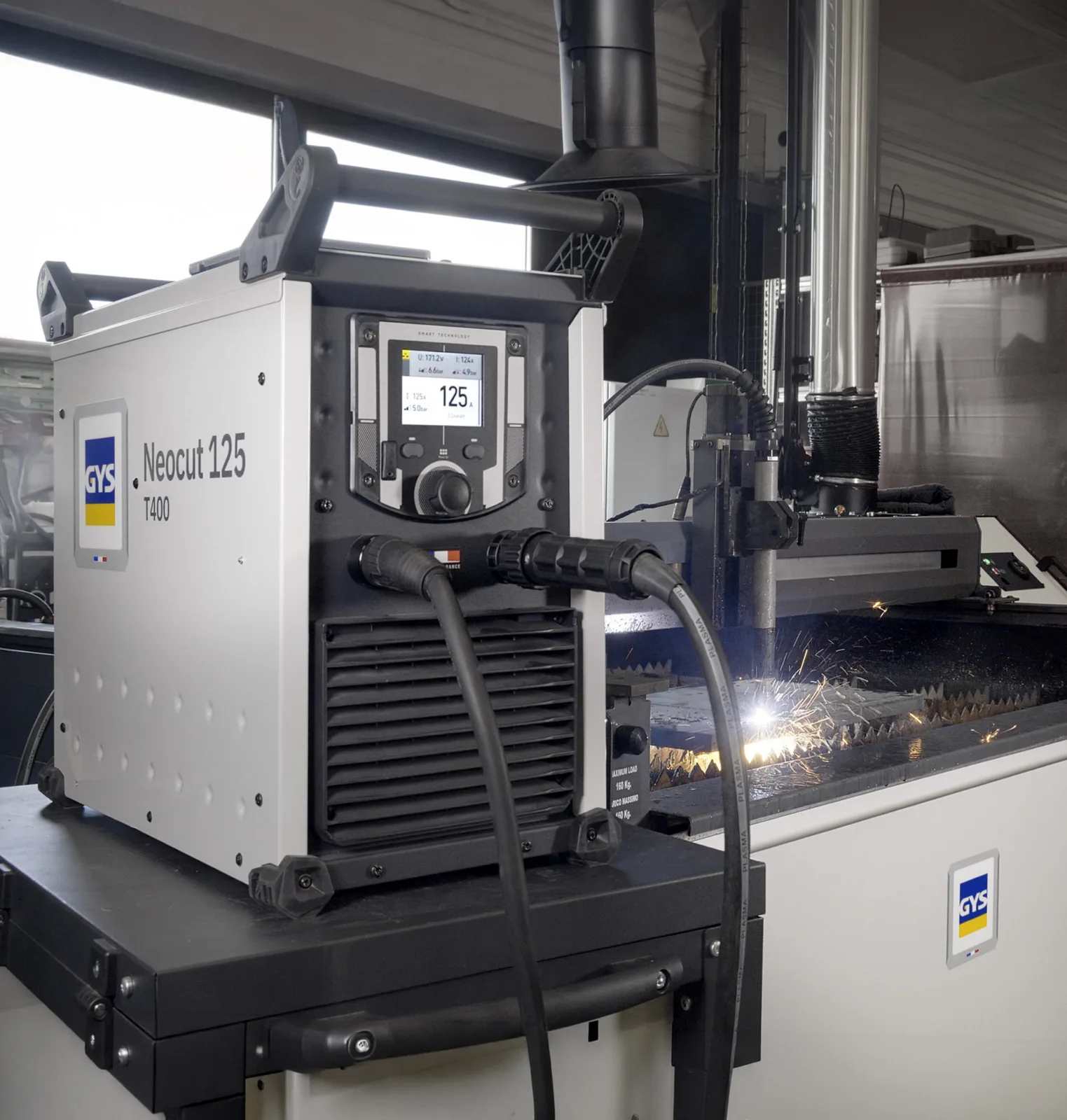 GYS Pakiet PLASMA NEOCUT 125 T400, pakiet A1, w pracy, Spawlab