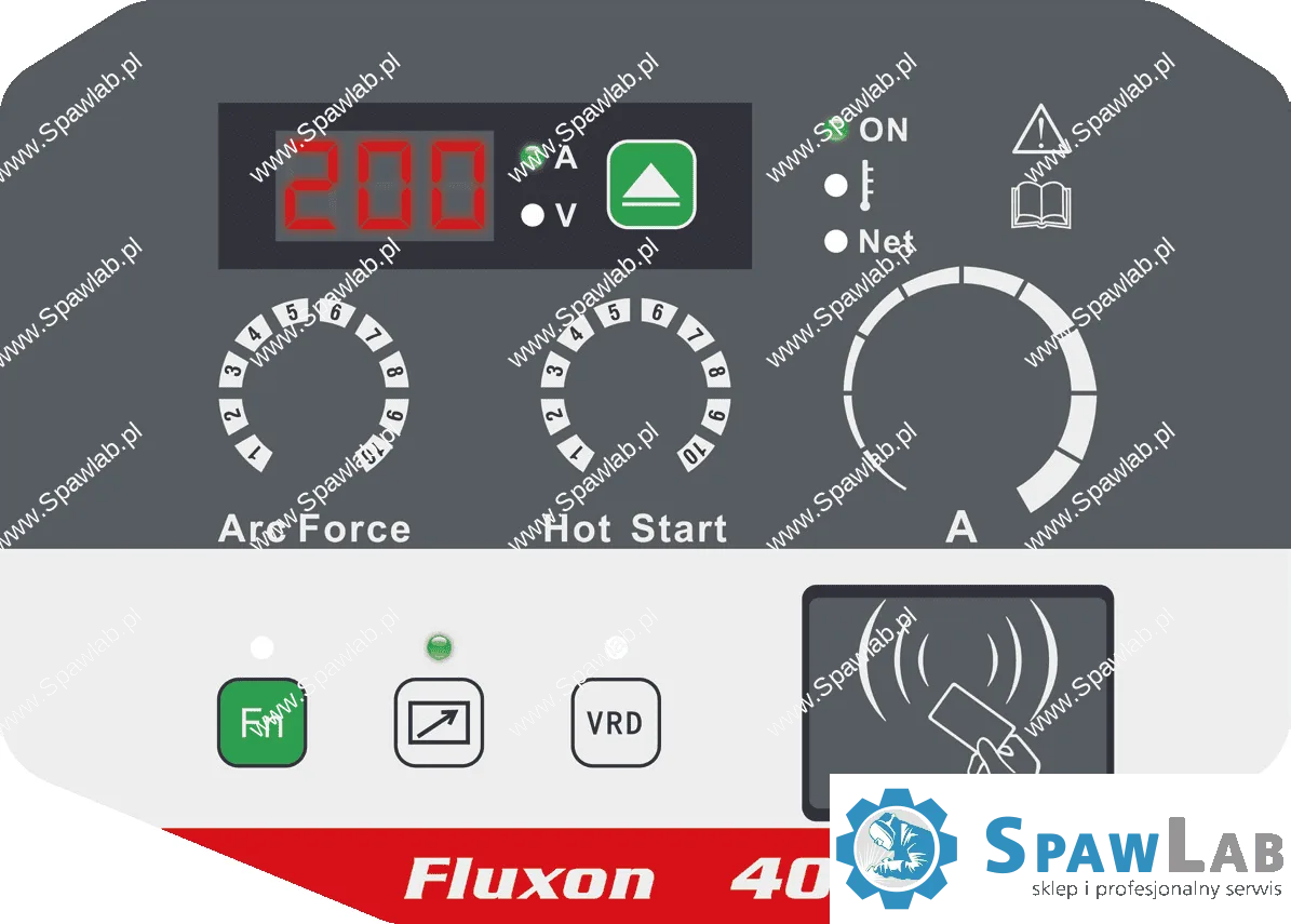 MEGMEET Fluxon 400, panel sterowania z regulacją Arc Force i Hot Start, Spawlab
