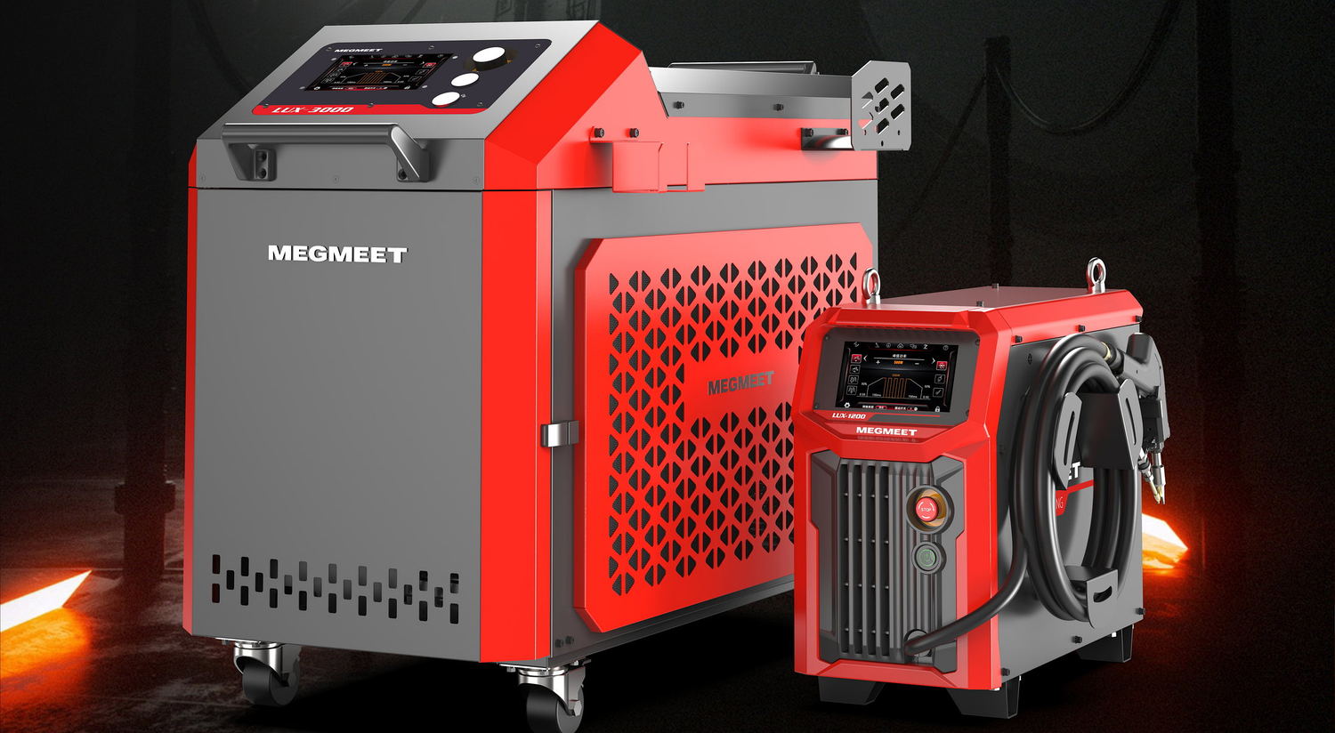 Spawarki laserowe MEGMEET LUX 2000 i LUX 1200 w hali produkcyjnej. Spawlab