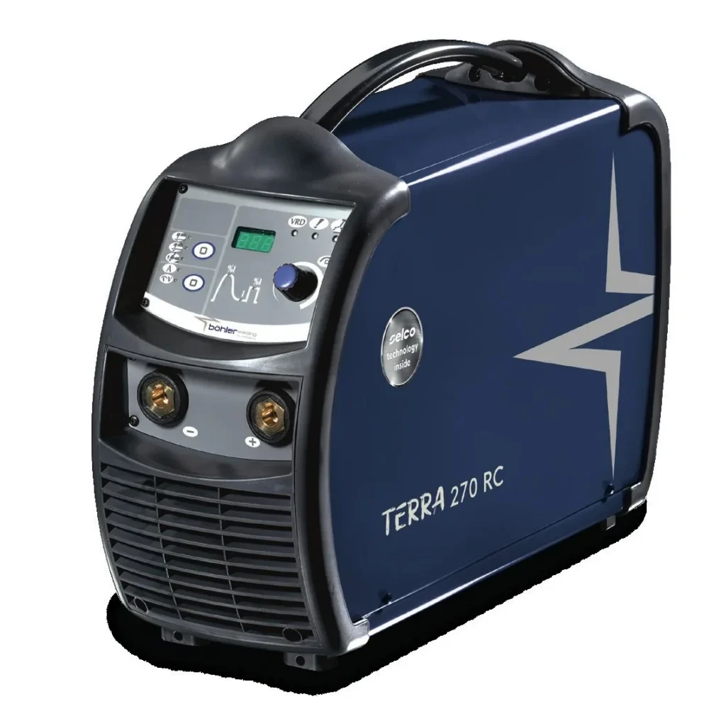 Böhler TERRA 270 RC, zestaw z uchwytem elektrodowym EH Twist 200 A, widok z przodu, Spawlab